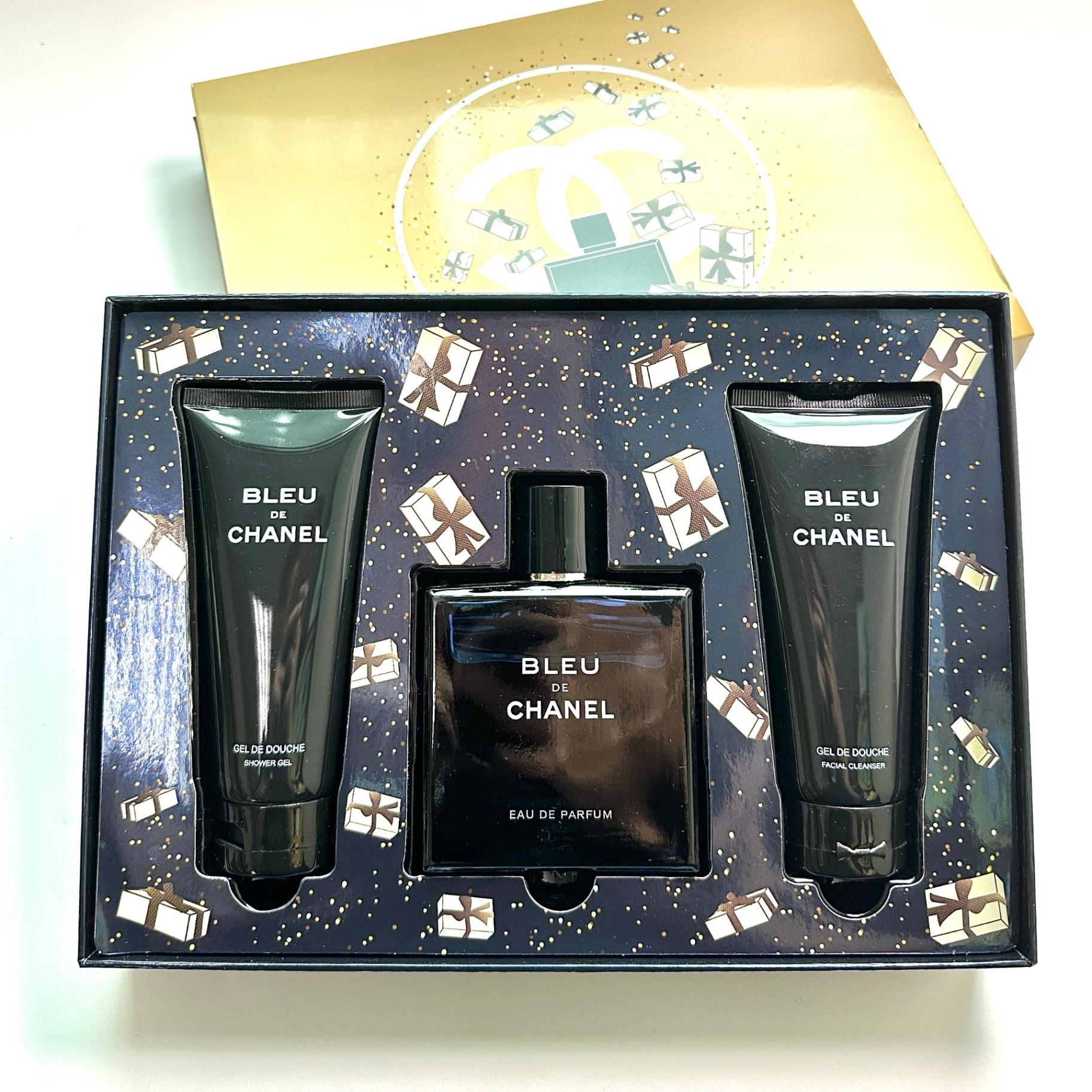 CHANEL BLEU DE 3 IN 1 SET (BLEU DE EDP 100ML, FACIAL CLEANSER, BUBBLY SHOWER GEL)