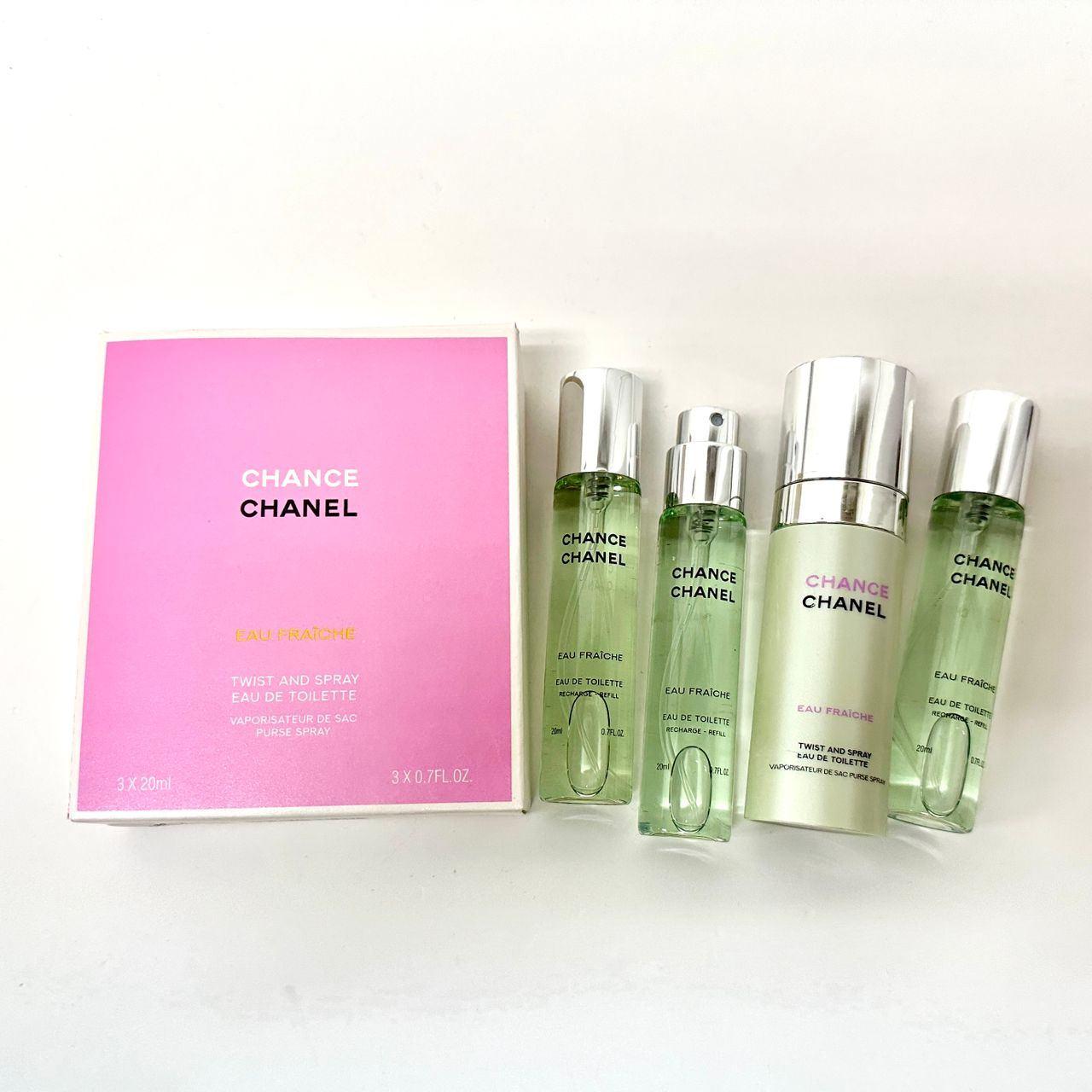 CHANEL CHANCE EAU FRAICHE EDT 3 IN 1 SET 3X20ML WITH PURSE SPRAY