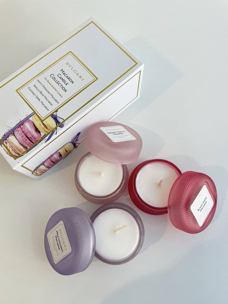 BVLGARI MACARON CANDLE COLLECTION NUTTY/VANILLA/COCONUT SET